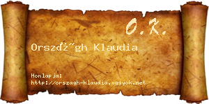 Országh Klaudia névjegykártya